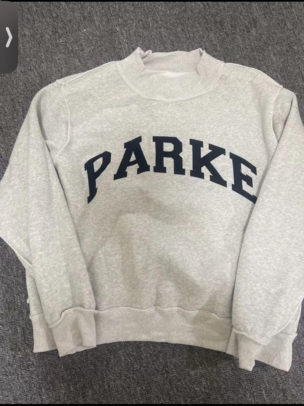 PARKE SET Active collab Mockneck reversible Sweatshirt with Navy Lettering NIB - Picture 2 of 3